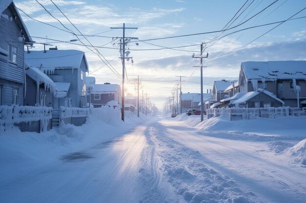 une rue dans la neige