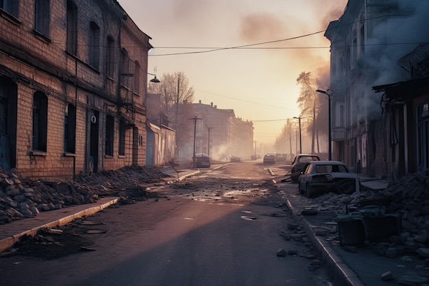 Une rue dans la ville du smog