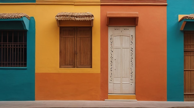 Rue du patrimoine hispanique et bâtiments dans des couleurs traditionnelles concept