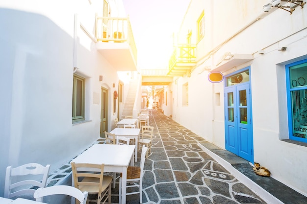 Rue étroite aux maisons blanches Grèce