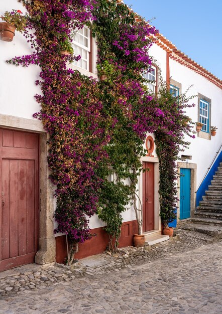 Rue étroite dans la vieille ville fortifiée d'Obidos, dans le centre du Portugal