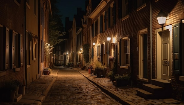 rue étroite dans la vieille ville IA générative