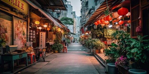 une rue étroite avec un panneau qui dit "bienvenue dans la ville"