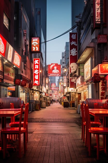 Photo une rue étroite avec un panneau rouge qui dit chinois sur elle