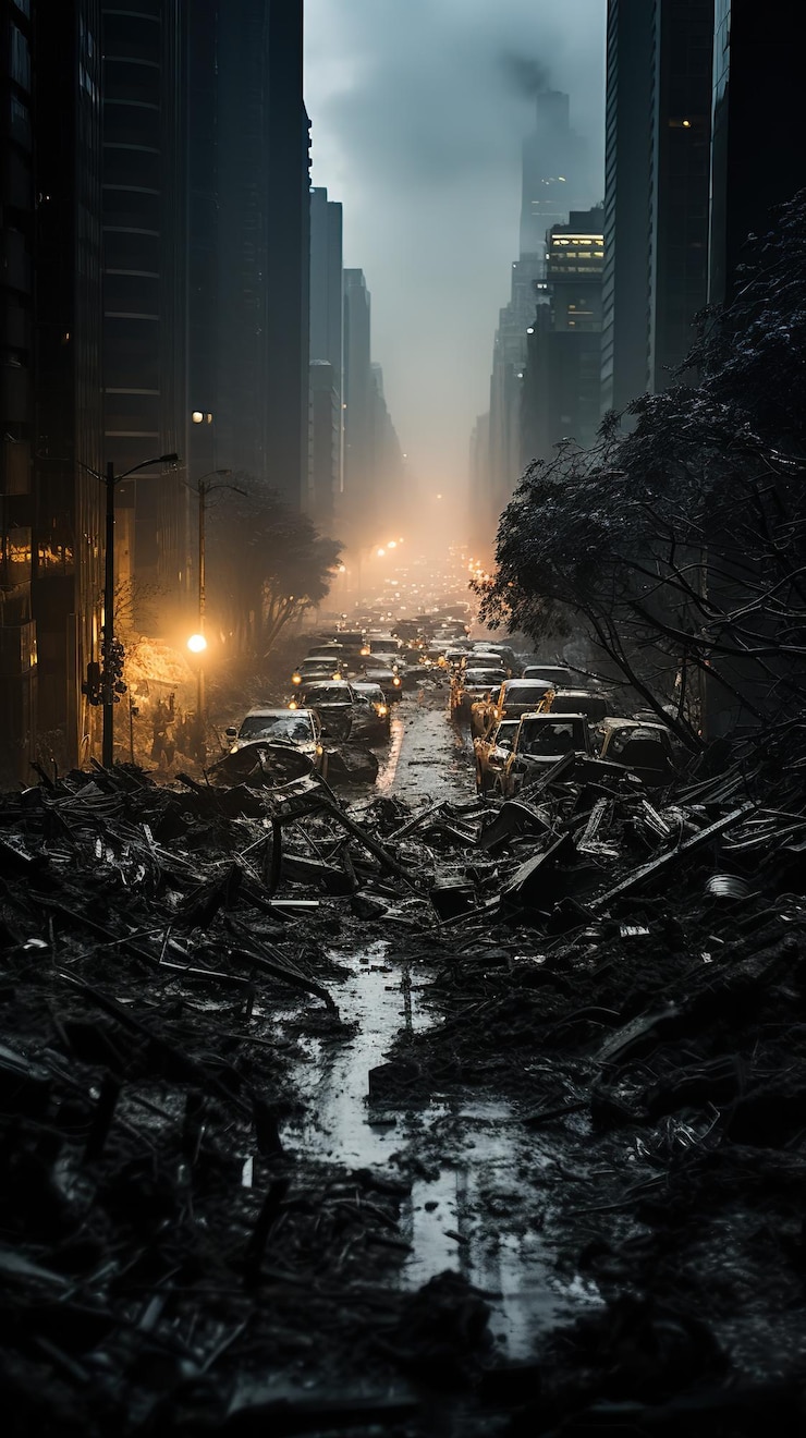 Photo une rue inondée ou les conséquences de l'inondation