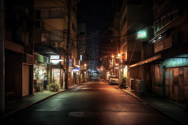 rue japonaise la nuit avec toutes les lumières