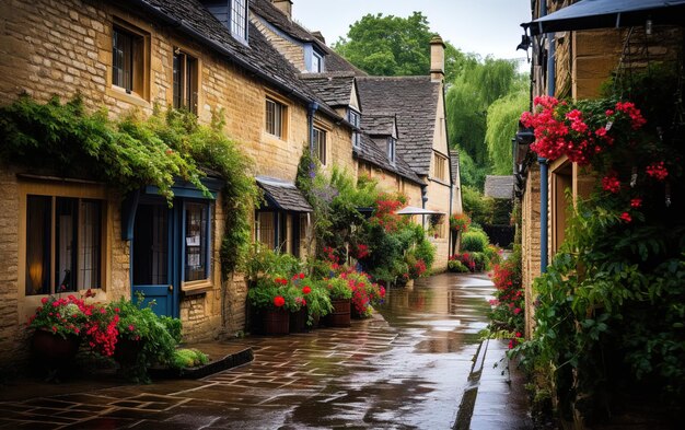 Photo une rue avec une maison qui dit le nom de la rue