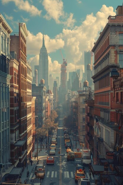 Photo une rue de new york avec de hauts bâtiments