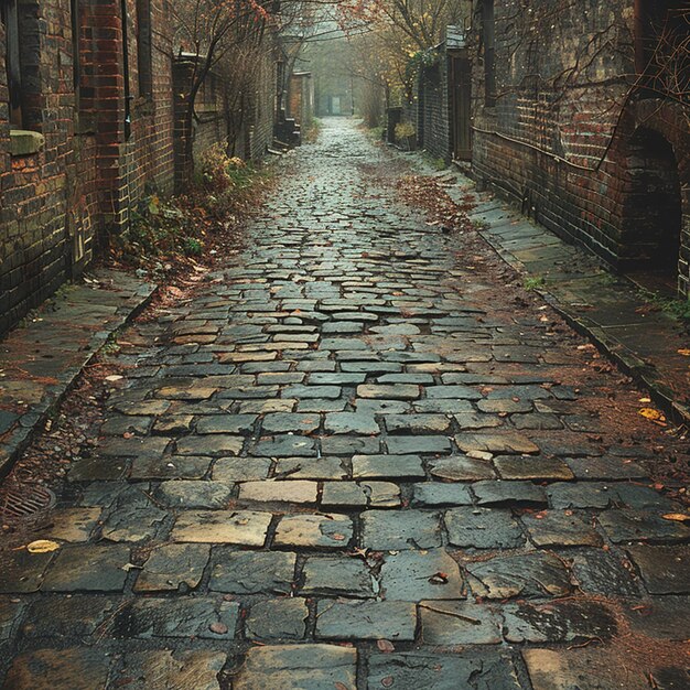 Photo une rue pavée usée dans la ville historique