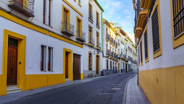 Rue pittoresque avec des maisons typiques de la ville andalouse de Cordoue en Espagne.