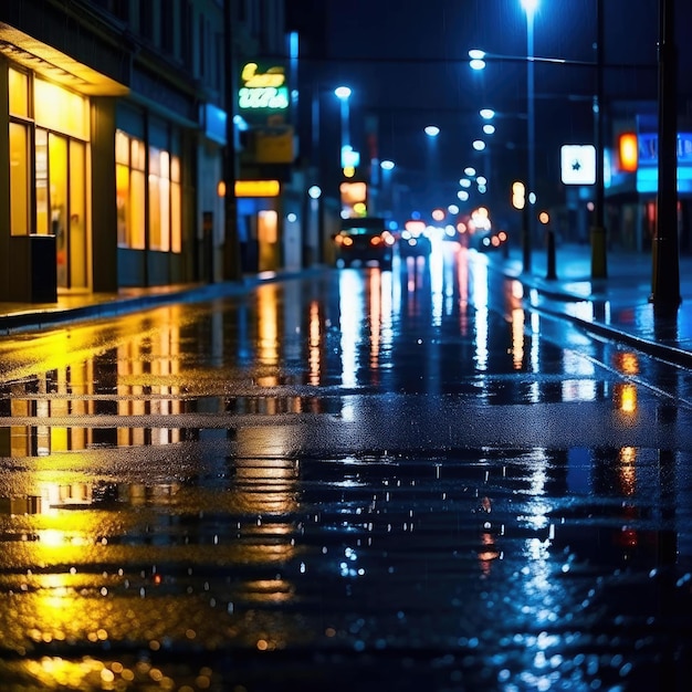Photo rue pluvieuse la nuit longue exposition
