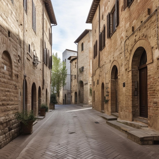 Une rue avec une porte rouge et un panneau qui dit " la casa " dessus.