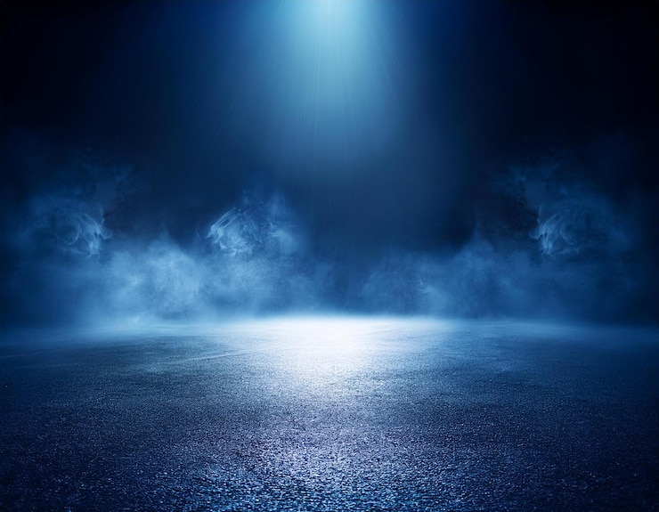 Photo une rue sombre vide fond bleu foncé une scène sombre vide lumières néons projecteurs l'asphalte f