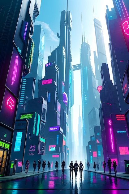 Une rue technologique cyberpunk futuriste