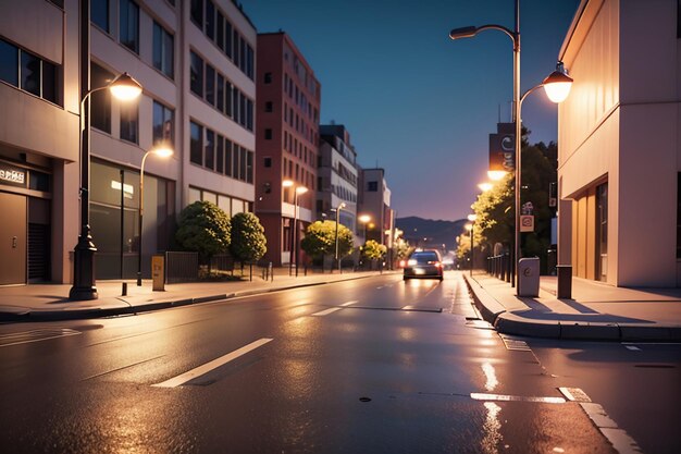 La rue de la ville, la ligne de circulation, le carrefour, les lumières de la rue, le fond du papier peint de la ville.