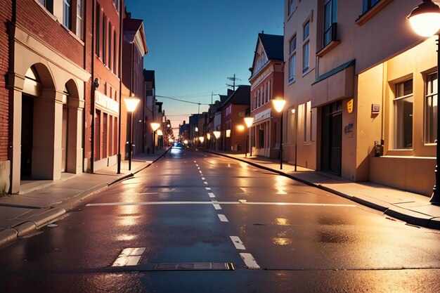 La rue de la ville, la ligne de circulation, le carrefour, les lumières de la rue, le fond du papier peint de la ville.