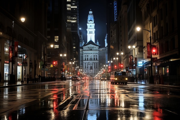 une rue de la ville la nuit