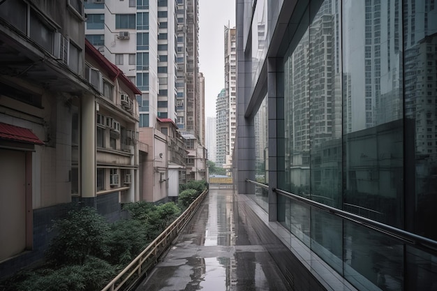 une rue d'une ville sous la pluie