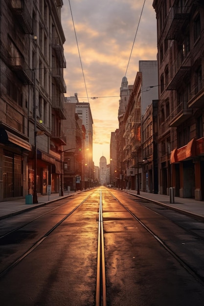 Rue de la ville vide pendant le verrouillage créée avec l'IA générative