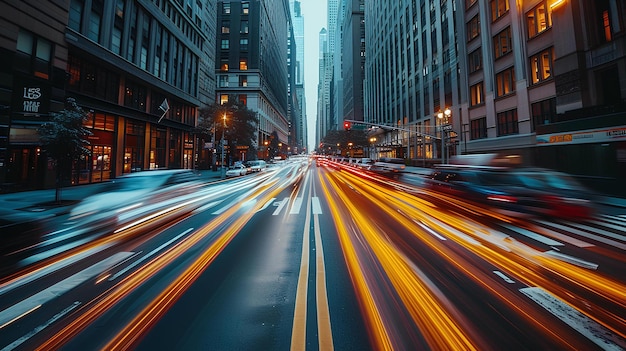 Une rue de la ville avec des voitures et des bâtiments