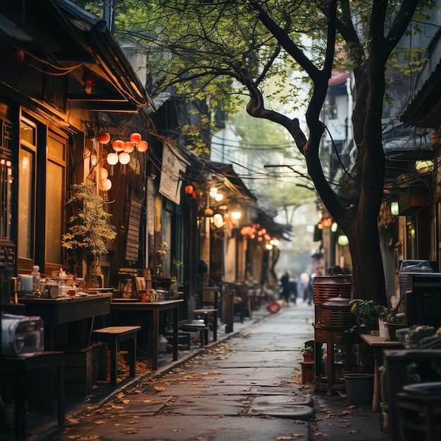 Une ruelle chinoise vide à l'architecture traditionnelle