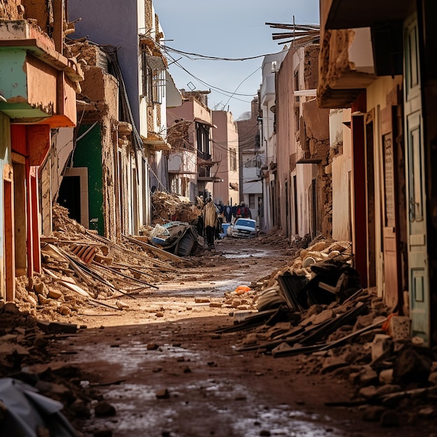 Ruelle marocaine après le tremblement de terre