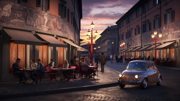 Photo les rues et les cafés du soir de milan