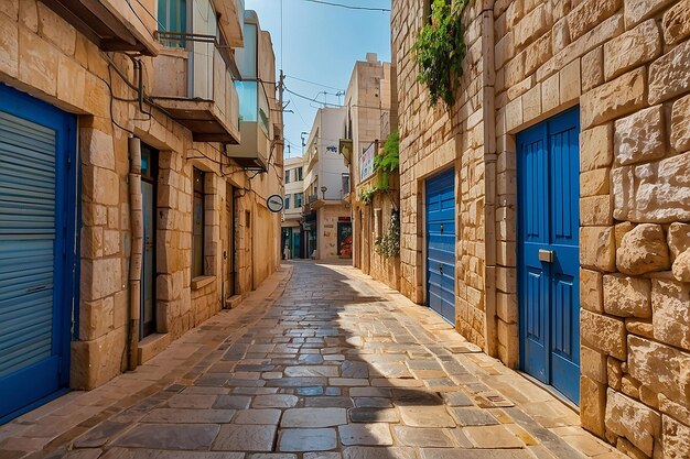 Les rues étroites et en pierre de l'ancienne Tel-Aviv, en Israël