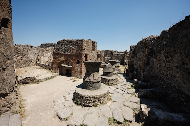 La ruine archéologique de l'ancienne ville romaine de Pompéi a été détruite par l'éruption du volcan Vésuve ville voisine de la région de Pompéi Campanie Italie