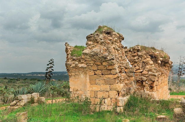 Ruines de l'ancienne forteresse de Belvoir sur le fond du ciel, Israël