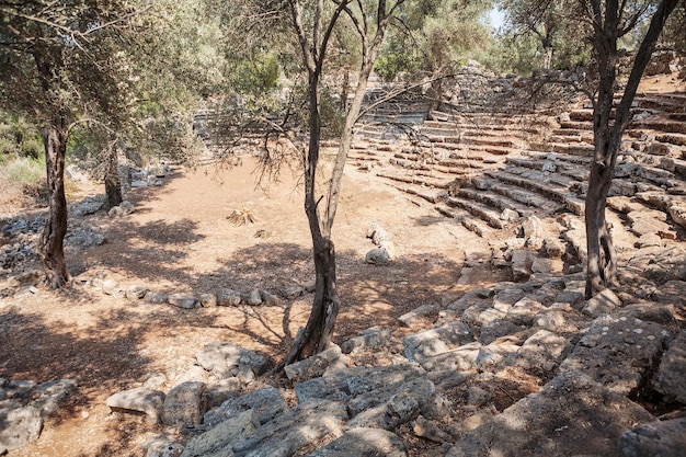 Ruines de l'antcient théâtre grec Kedrai Sedir islandGolfe de Gokova Turquie Mer Égée