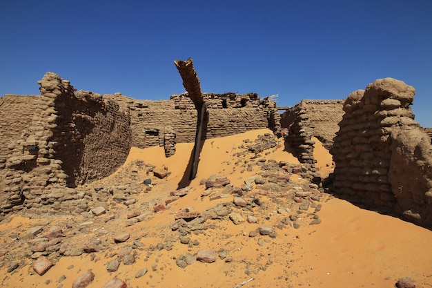 Ruines antiques, Old Dongola au Soudan, désert du Sahara, Afrique