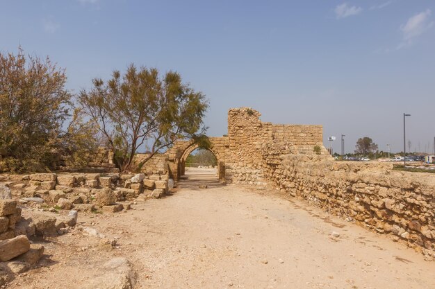 Ruines de bâtiments à Césarée. Israël