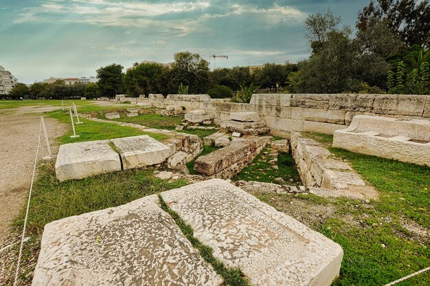 Ruines du temple de Zeus près de l'Acropole à Athènes Grèce