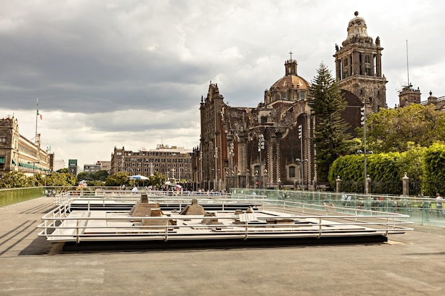 Ruines du Templo Mayor dans le centre de Mexico, Mexique