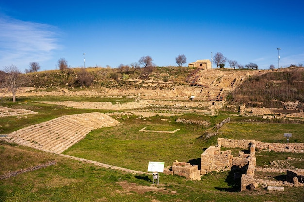Ruines de la vieille ville du site archéologique de Morgantina en Sicile