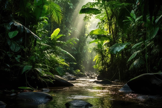 un ruisseau dans une forêt tropicale