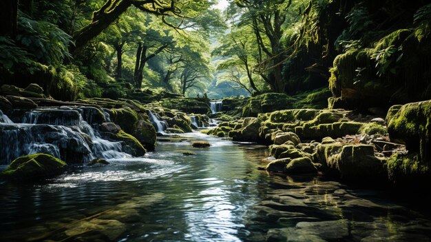 Photo un ruisseau dans la forêt