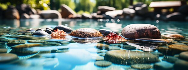 Photo un ruisseau d'eau coulant sur des rochers