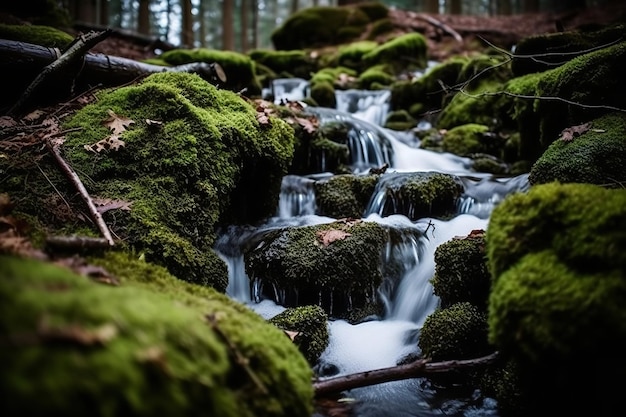 Ruisseau forestier avec cascades