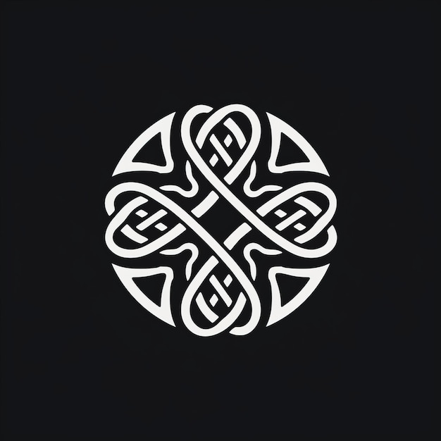Photo une rune nord-celtique blanche de conception complexe, un symbole intemporel de pouvoir mystique sur une toile noire
