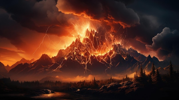 Éruption à l'arrière-plan lumineux photographie de l'obturateur Generative Ai