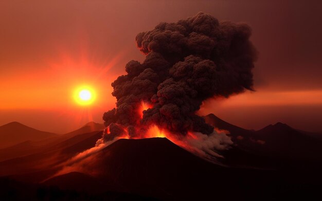 Éruption volcanique La lave explose d'un cratère volcanique