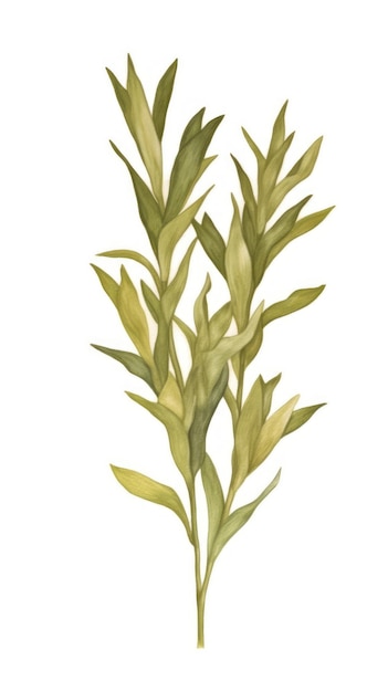 Ruscus israélien aquarelle élégante sur fond blanc dans l'IA générative de l'herbier