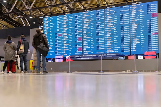 Russie SaintPetersburg Sheremetyevo Airport Affichage du départ et de l'arrivée des aéronefs