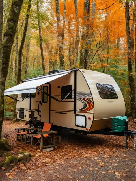 Photo un rv avec un camping-car sur le dessus