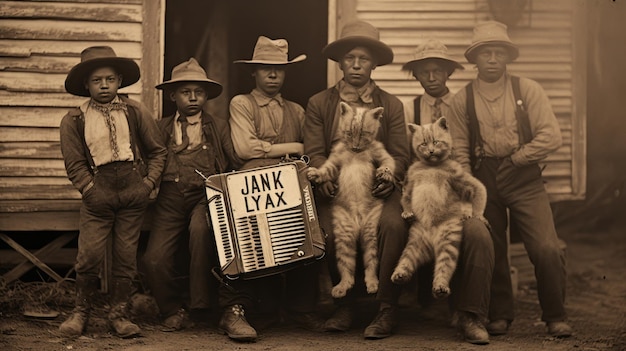 Photo les rythmes des chats sauvages l'inoubliable baby lynx zydeco polka band dans un joint de juke rural des années 1920