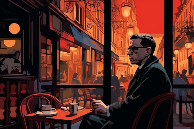 S'interroger sur l'existence JeanPaul Sartre dans un café parisien