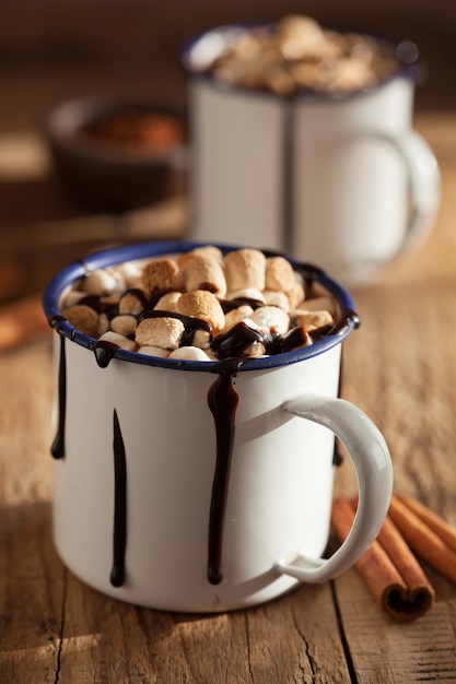S'mores chocolat chaud mini guimauves cannelle boisson d'hiver