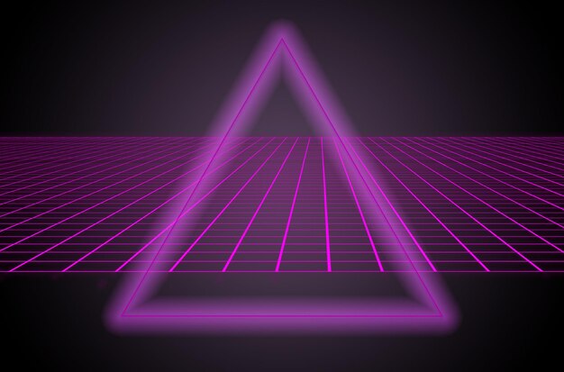 S style scifi fond noir derrière triangle violet au milieu d'une illustration po futuriste